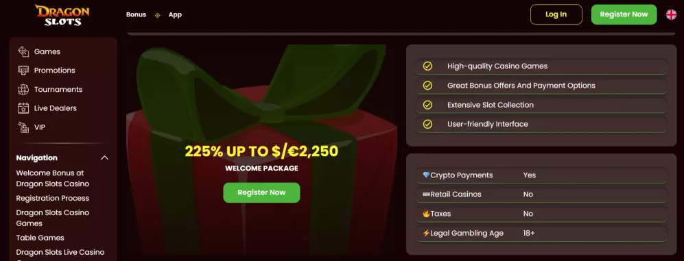 Dragon Casino – bonus powitalny 225% do 9500 zł + 200 darmowych spinów, graj online w Polsce